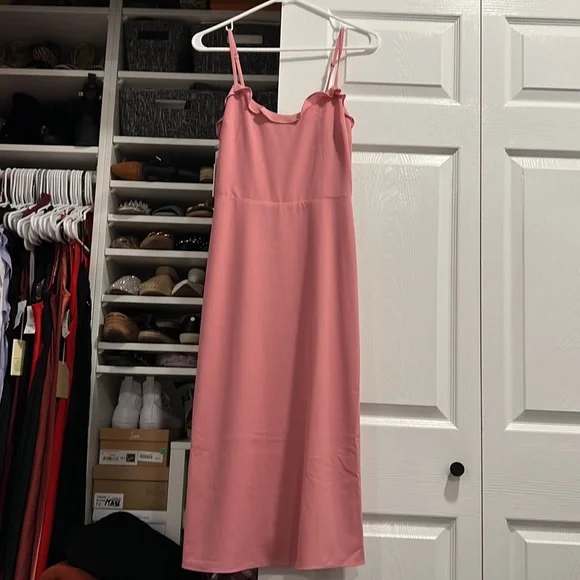 red sleeve dress Volume Sleeve Midi Dress-Poppy Red